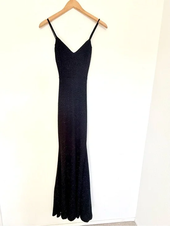 Windsor Elegant Black Sparkle Lace-Up Back Evening Gown (Size XS) NWT - Picture 4 of 16